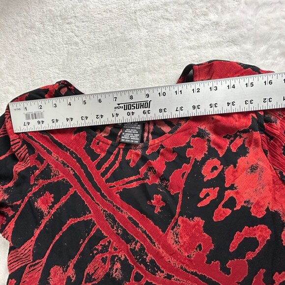Carole Little Womens Red & Black Abstract Print Long Sleeve Tunic Size 10 Casual - Picture 6 of 9